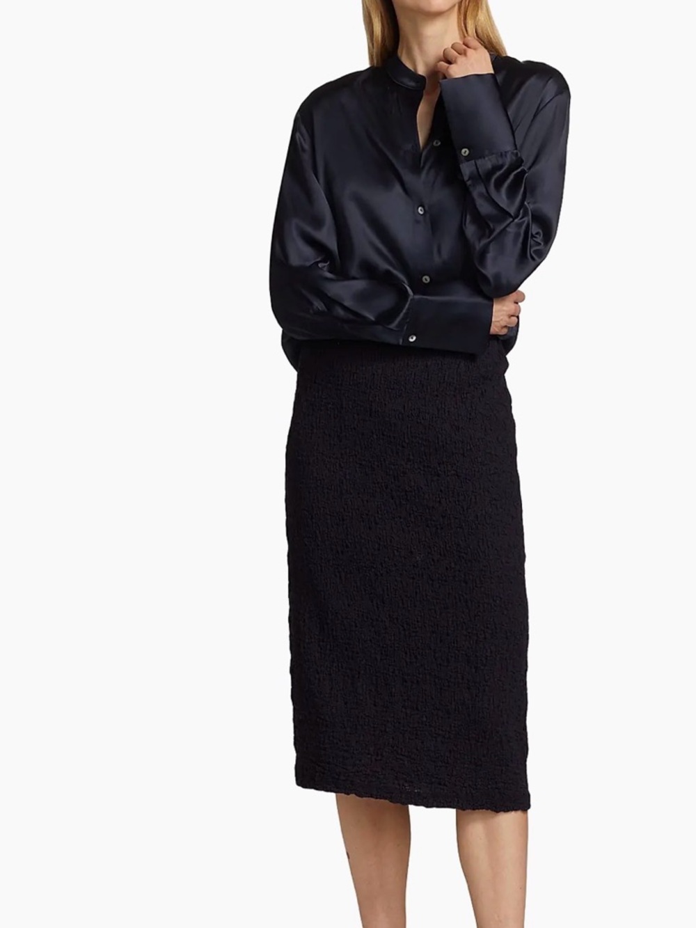 Vince Textured Midi Skirt Black Size Small